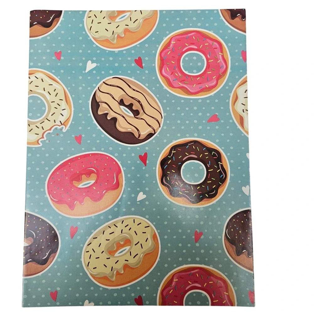 Lot 6 Folded Gift Wrapping Paper Sheets Donut Beach Cupcake Tropical‎ Prints